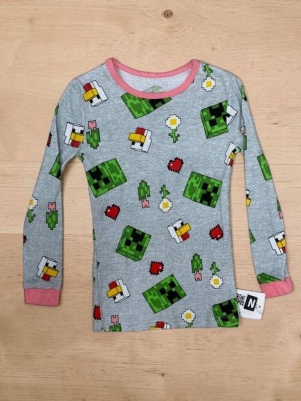4/$12 💥🆕 Minecraft Grey Long Sleeve Girls Pajama Shirt Top | Size 4 | 1077